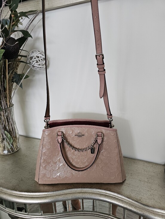 Coach Handbags - Coach Margot Carryall Signature Patent Leather Satchel - Blush Pink